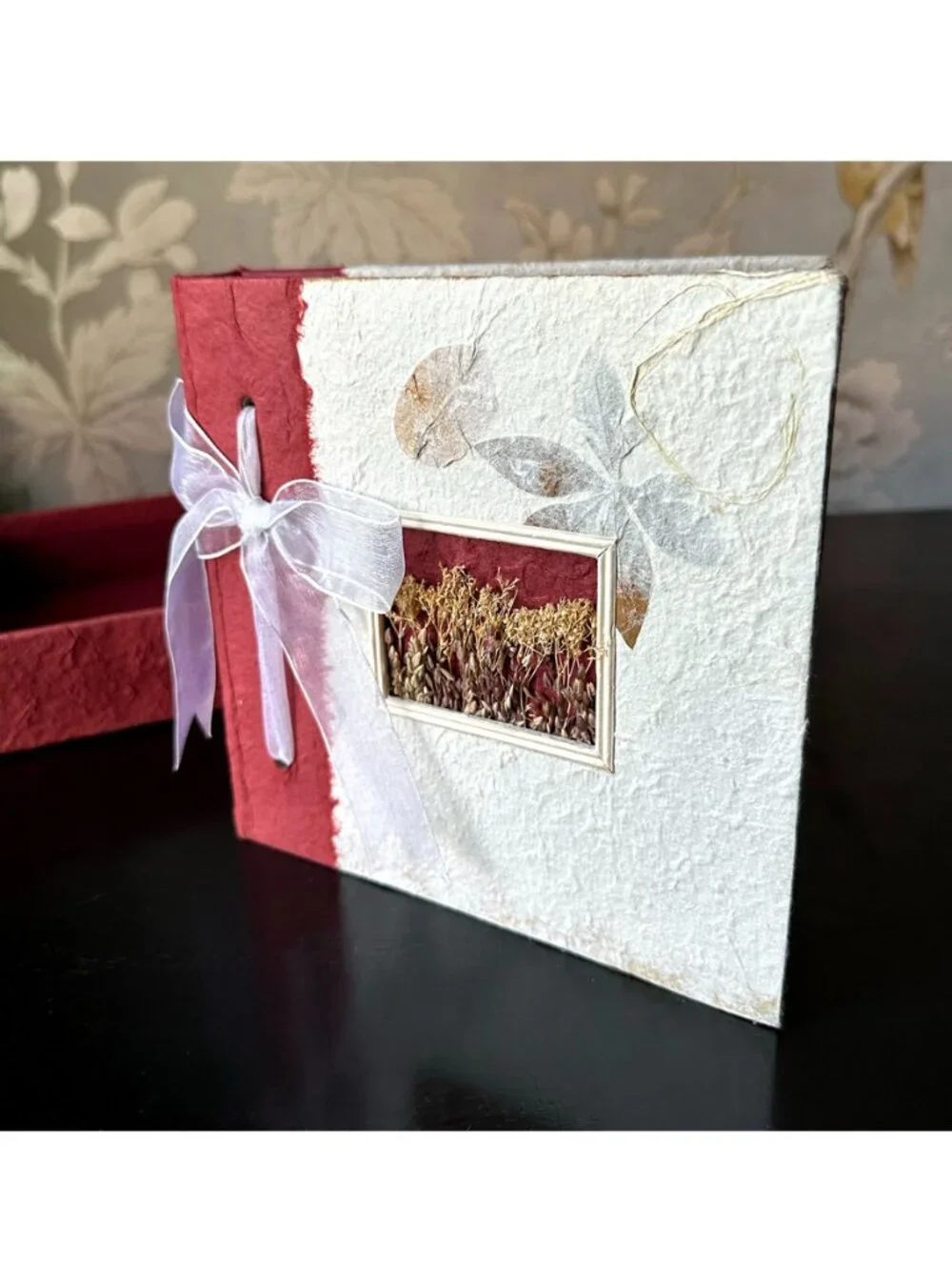 Vintage Remembrances Mulberry Paper Photo Album & Frame Gift Set NIB Botanical